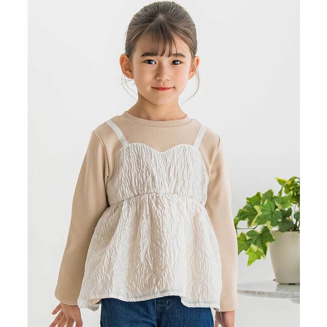 【店舗限定】ジャガードキャミドッキングトレーナー(95～160cm) （ベージュ）