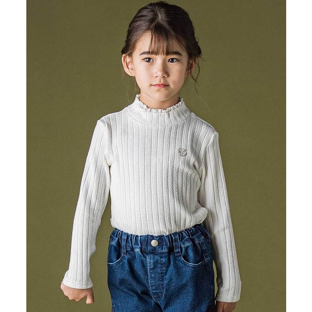 トーションレースリブトップス(95~160cm) （ホワイト）