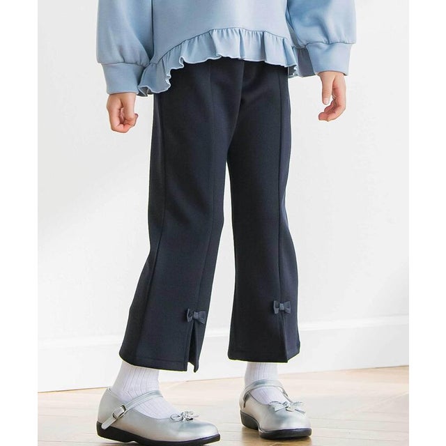 【店舗限定】リボンポイントポンチフレアパンツ(95～160㎝) （ネイビー）