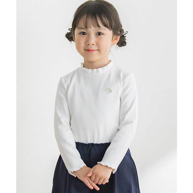 【店舗限定】プチハイネックリブトップス(95～150㎝) （ホワイト）