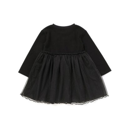 キラキラチュールドッキング長袖ワンピース(95~150cm) （ベージュ）｜詳細画像