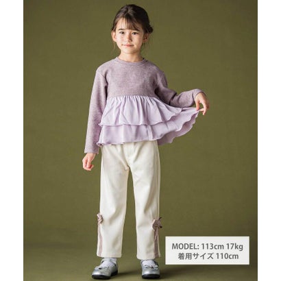 シフォン2段フリル 長袖カットソー(95~160cm) （ブラック）｜詳細画像