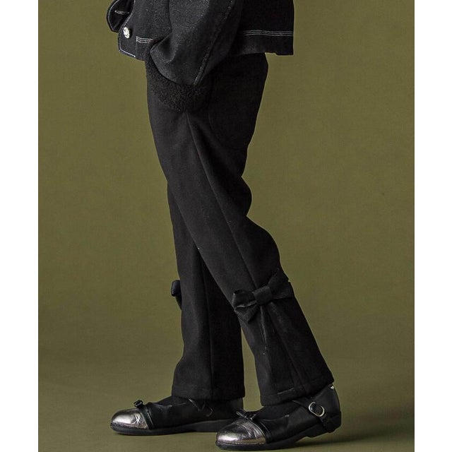 リボンテープ ロングパンツ(95~160cm) （ブラック）