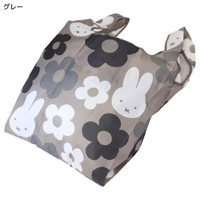miffy エコバッグ BIG FLOWER ショッピングバッグS グレー ディックブルーナ エフエービージャパン｜詳細画像