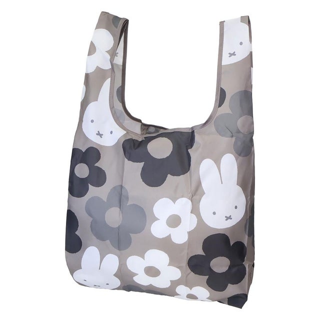 miffy エコバッグ BIG FLOWER ショッピングバッグS グレー ディックブルーナ エフエービージャパン