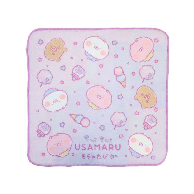 うさまる ハンドタオル ミニタオル ちびちびフェイス 丸眞 LINEスタンプ プレゼント グッズ  （メーカー指定色）