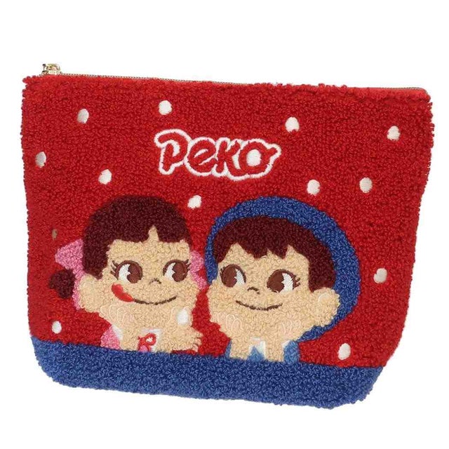 ペコちゃん コスメポーチ 舟形ポーチ ペコ＆ポコ スウィートミルキー 丸眞 化粧ポーチ プレゼント キャラクター グッズ  （メーカー指定色）