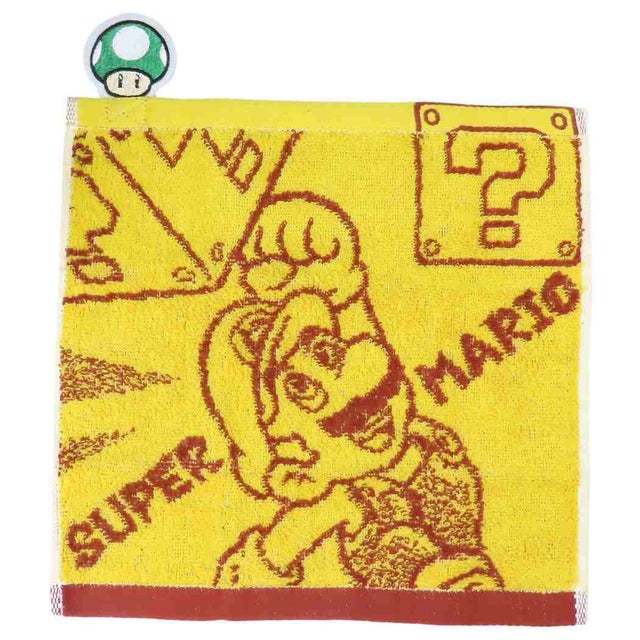 スーパーマリオ ミニタオル ジャガードハンカチタオル 1アップキノコ 丸眞 汗拭きタオル キャラクター グッズ  （メーカー指定色）