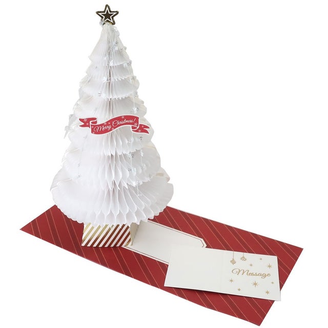 PopupCardseries クリスマスカード ハニカム ツリーカード スノーホワイト 封筒付きグリーティングカードクリスマス プレゼント 男 （メーカー指定色）