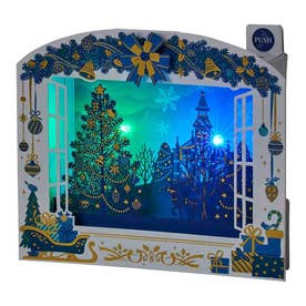 CHRISTMAS グリーティングカード クリスマス ライト＆メロディー 窓枠青い風景 JXPM11-6 サンリオ