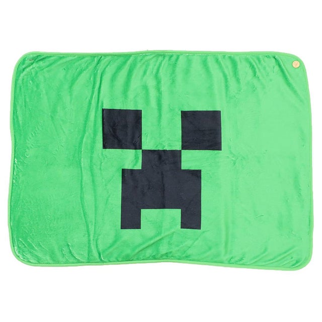 マインクラフト ひざ掛け毛布 ふわふわブランケット ボタン付き クリーパー Minecraft
