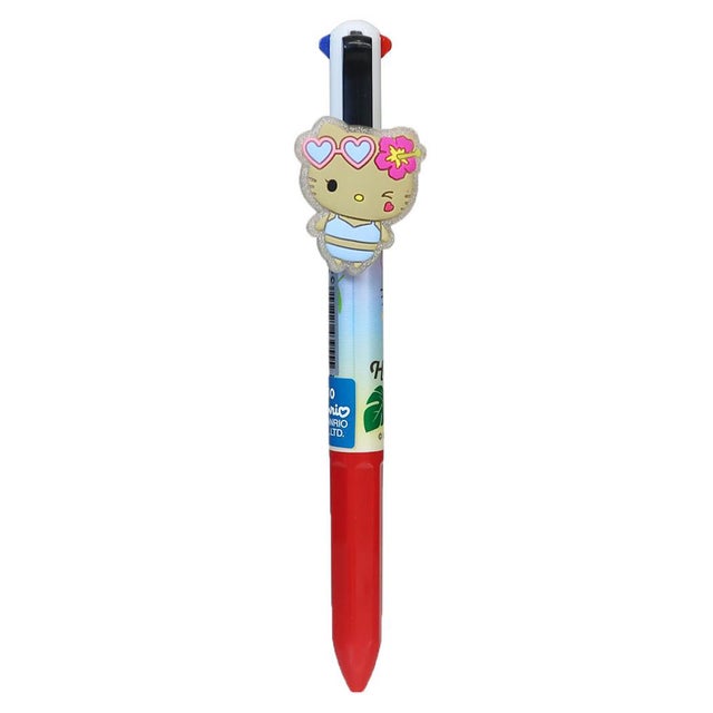 サンリオキャラクターズ 黒赤緑青 ボールペン マスコット付き4色ボールペン D ハワイアン Sanrio