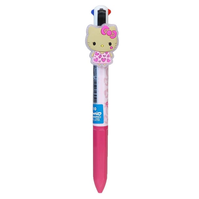 サンリオキャラクターズ 黒赤緑青 ボールペン マスコット付き4色ボールペン A ピンクレオパード Sanrio