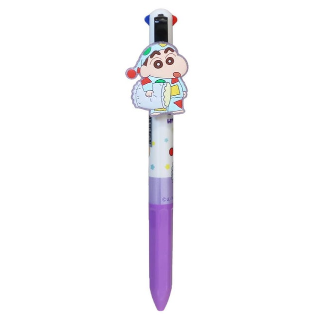 クレヨンしんちゃん 黒赤緑青 ボールペン マスコット付き4色ボールペン B パジャマ帽
