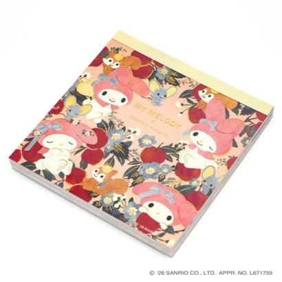 サンリオキャラクターズ x 林朋子 メモ帳 スクエアメモパッド マイメロディ Sanrio クローズピン｜詳細画像