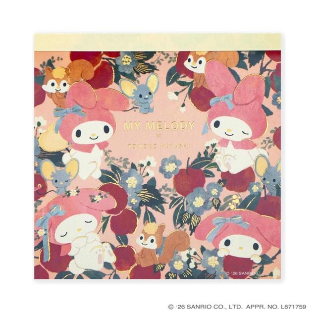 サンリオキャラクターズ x 林朋子 メモ帳 スクエアメモパッド マイメロディ Sanrio クローズピン