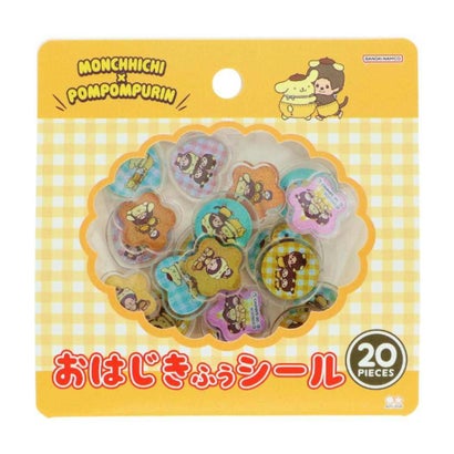 ポムポムプリン x モンチッチ フレークシール おはじき風シール M サンリオ サンスター文具｜詳細画像