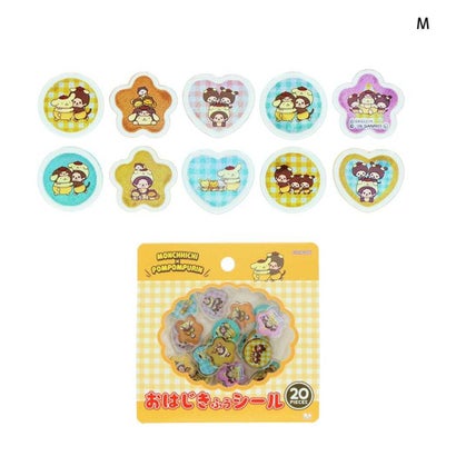 ポムポムプリン x モンチッチ フレークシール おはじき風シール M サンリオ サンスター文具｜詳細画像