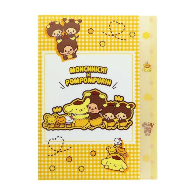 ポムポムプリン x モンチッチ ポケットファイル ダイカットクリアファイル 5P M サンリオ サンスター文具