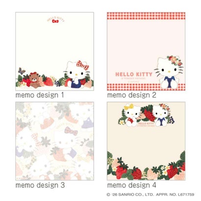 サンリオキャラクターズ x 林朋子 メモ帳 スクエアメモパッド ハローキティ Sanrio クローズピン｜詳細画像