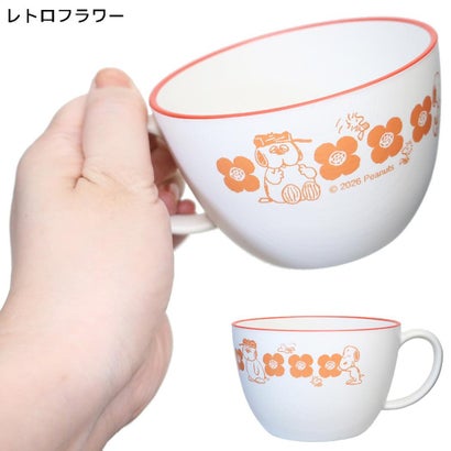 スヌーピー マグカップ スープカップ レトロフラワー ピーナッツ カミオジャパン｜詳細画像