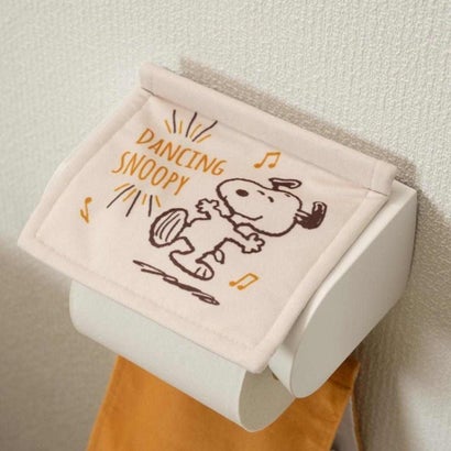 スヌーピー トイレ用品 トイレグッズ ハッピーダンス ベージュ ペーパーホルダーカバー ピーナッツ センコー｜詳細画像