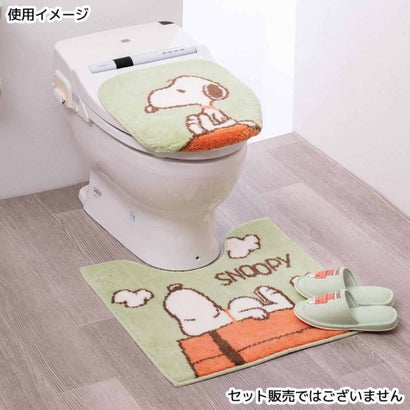 スヌーピー トイレ用品 トイレグッズ ドッグハウス グリーン 標準トイレマット ピーナッツ センコー｜詳細画像