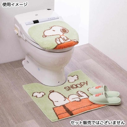 スヌーピー トイレ用品 トイレグッズ ドッグハウス グリーン 兼用フタカバー ピーナッツ センコー｜詳細画像
