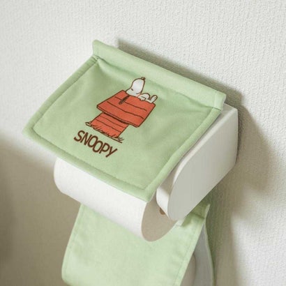 スヌーピー トイレ用品 トイレグッズ ドッグハウス グリーン ペーパーホルダーカバー ピーナッツ センコー｜詳細画像
