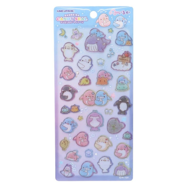 ゆるいるか シールシート ラメきらキャンディシール Night sea カミオジャパン