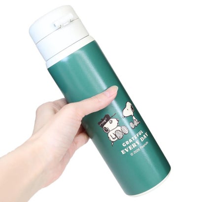 スヌーピー 保温保冷水筒 ワンプッシュステンレスボトル480ml CONTENT＆HAPPY ピーナッツ カミオジャパン｜詳細画像