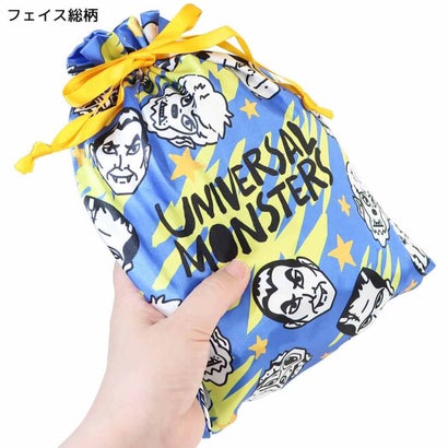ユニバーサル・モンスターズ 巾着袋 巾着 きんちゃくポーチ フェイス総柄 スモールプラネット｜詳細画像