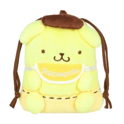ポムポムプリン x モンチッチ 巾着袋 ぬいぐるみきんちゃくポーチ ポムポムプリン サンスター文具｜詳細画像