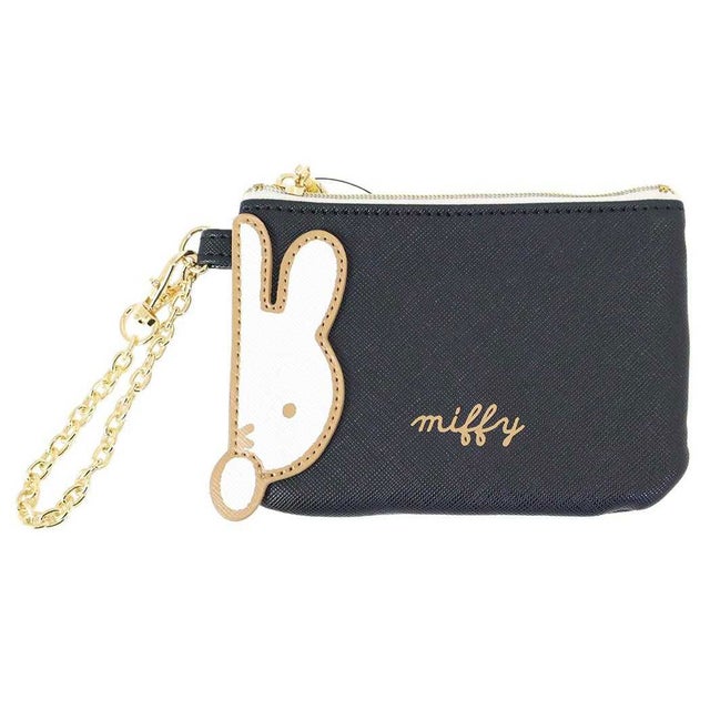 miffy マルチケース OVER APPLIQUE コイン ＆ パスケース ブラック ディックブルーナ エフエービージャパン