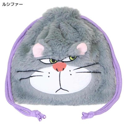 ディズニーキャラクター 巾着袋 ふわふわきんちゃくポーチ フェイス ルシファー Disney スモールプラネット｜詳細画像