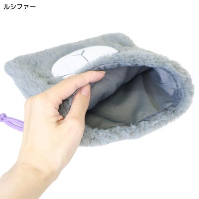 ディズニーキャラクター 巾着袋 ふわふわきんちゃくポーチ フェイス ルシファー Disney スモールプラネット｜詳細画像