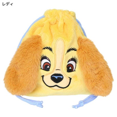 ディズニーキャラクター 巾着袋 ふわふわきんちゃくポーチ フェイス レディ Disney スモールプラネット｜詳細画像