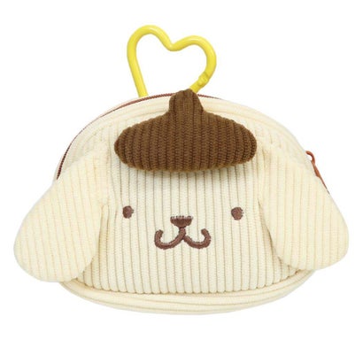サンリオ ミニポーチ ハートカラビナ付き ミニフェイスポーチ コーデュロイ ポムポムプリン Sanrio 畑山商事｜詳細画像