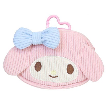 サンリオ ミニポーチ ハートカラビナ付き ミニフェイスポーチ コーデュロイ マイメロディ Sanrio 畑山商事｜詳細画像