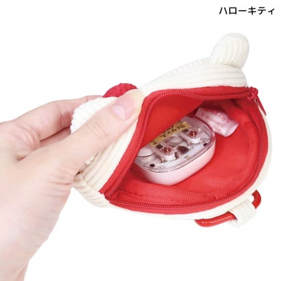 サンリオ ミニポーチ ハートカラビナ付き ミニフェイスポーチ コーデュロイ キティ Sanrio 畑山商事｜詳細画像