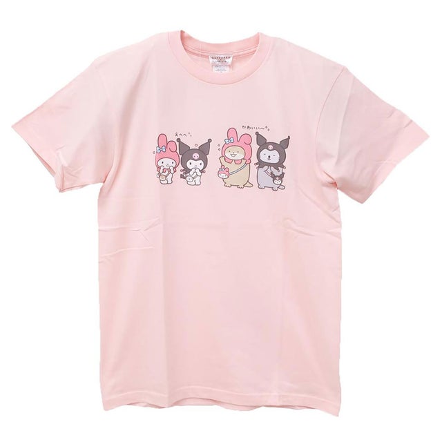 なんでもいきものxサンリオキャラクターズ Tシャツ レディース T-SHIRTS Mサイズ NMxMMKU/LPK Sanrio ワタナベ