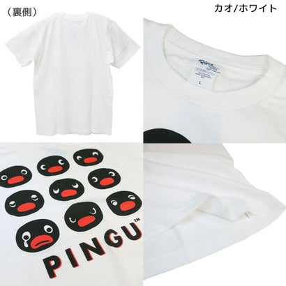 シネマコレクション cinemacollection ピングー T-SHIRTS 掠れプリント Tシャツ Lサイズ カオ/ホワイト Pingu ワタナベ｜詳細画像