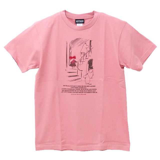 ムーミン T-SHIRTS リボン付き Tシャツ 階段 Mサイズ フロスティコーラル 北欧 ワタナベ