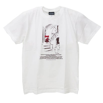シネマコレクション cinemacollection ムーミン T-SHIRTS リボン付き Tシャツ 階段 Mサイズ ホワイト 北欧 ワタナベ｜詳細画像