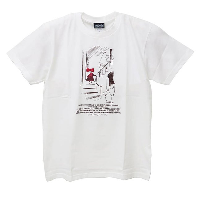 ムーミン T-SHIRTS リボン付き Tシャツ 階段 Mサイズ ホワイト 北欧 ワタナベ