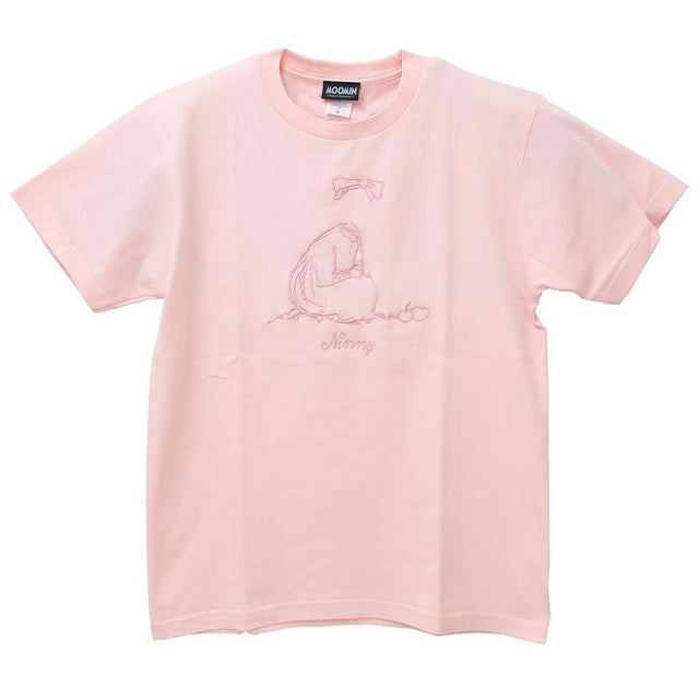 ムーミン T-SHIRTS 刺繍 Tシャツ ニンニ Mサイズ ライトピンク 北欧 ワタナベ