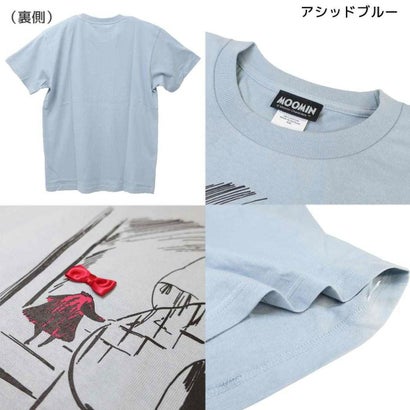 シネマコレクション cinemacollection ムーミン T-SHIRTS リボン付き Tシャツ 階段 Mサイズ アシッドブルー 北欧 ワタナベ｜詳細画像