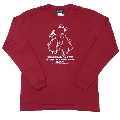 シネマコレクション cinemacollection ムーミン T-SHIRTS ロングスリーブ Tシャツ リトルミイ ＆ ニンニ Mサイズ バーガンディー 北欧 ワタナベ｜詳細画像