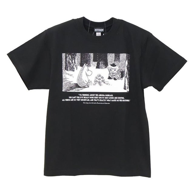 ムーミン T-SHIRTS プレミアムTシャツ 冬 ムーミン＆トゥーティッキ L ブラック 北欧 ワタナベ