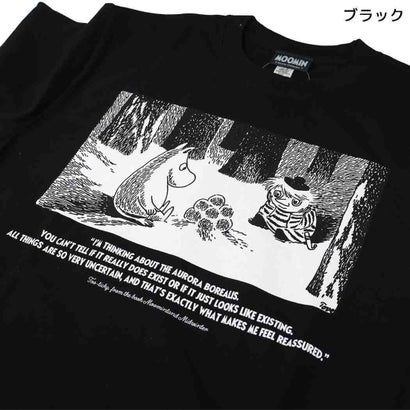ムーミン T-SHIRTS プレミアムTシャツ 冬 ムーミン＆トゥーティッキ M ブラック 北欧 ワタナベ｜詳細画像